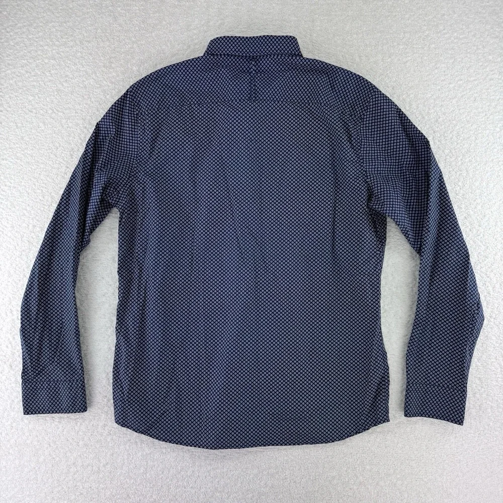 Banana Republic Luxe Poplin Untucked Slim Fit Button Up Shirt Mens Large Blue